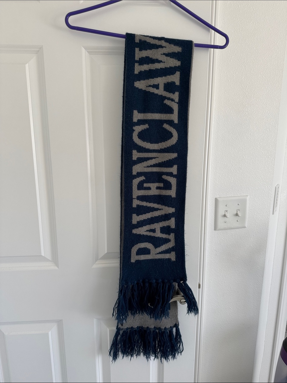 Ravenclaw Knit Scarf Towel - Navy and Gray